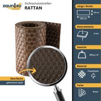 Sichtschutzstreifen Rattan Einzelstreifen für Doppelstabmatten Braun 2,55m