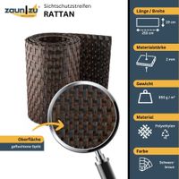 Sichtschutzstreifen Rattan Einzelstreifen für Doppelstabmatten Schwarzbraun 2,55m
