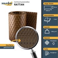 Sichtschutzstreifen Rattan Einzelstreifen für Doppelstabmatten Honigbraun 2,55m