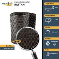 Sichtschutzstreifen Rattan Einzelstreifen für Doppelstabmatten Dunkelbraun 2,55m
