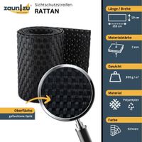 Sichtschutzstreifen Rattan Einzelstreifen für Doppelstabmatten Schwarz 2,55m