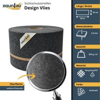 Sichtschutzstreifen Design Vlies für Doppelstabmatten Anthrazit 50m