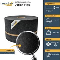 Sichtschutzstreifen Design Vlies für Doppelstabmatten Schwarzgrau 50m