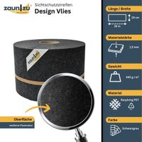 Sichtschutzstreifen Design Vlies für Doppelstabmatten Schwarzgrau 35m