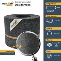 Sichtschutzstreifen Design Vlies für Doppelstabmatten Anthrazit 10x 2,55m