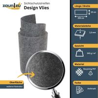 Sichtschutzstreifen Design Vlies für Doppelstabmatten Anthrazit