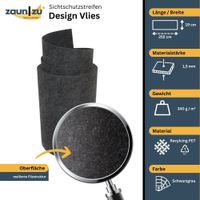 Sichtschutzstreifen Design Vlies für Doppelstabmatten Schwarzgrau
