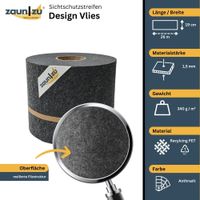 Sichtschutzstreifen Design Vlies für Doppelstabmatten Anthrazit 26m