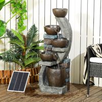 Gartenbrunnen, Solar Springbrunnen, Zierbrunnen mit LED-Beleuchtung Kunstharz