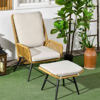 Rattan Relaxsessel mit Fußhocker Gartensessel mit verstellbarer Rückenlehne