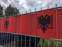 Sichtschutzstreifen Fanartikel Albanien für Doppelstabmatten Akzentstreifen
