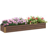 Hochbeet aus Stahl, Pflanzkasten mit offenem Boden, Holzoptik für Balkon