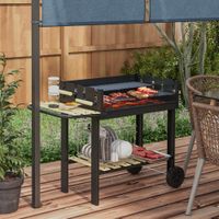 Holzkohlegrill, Campinggrill mit zwei Grillrost, Ablage, Gartengrill für BBQ