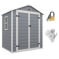 Gerätehaus mit Pultdach 183 x 134 cm Gartenhaus mit Fenster für Garten Grau