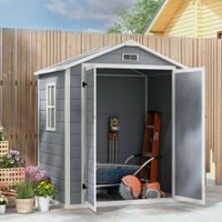 Gerätehaus mit Pultdach 183 x 134 cm Gartenhaus mit Fenster für Garten Grau