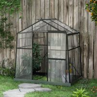 Gewächshaus Aluminium 131 x 192 x 203cm Treibhaus 2,51m² Tomatenhaus mit Fenster