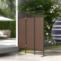 Paravant, 148 x 181 cm Anti-UV Garten Raumteiler mit Rattanoptik für Garten