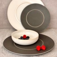 Serie Unico, Dessertteller Set für 4 Personen, Steinzeug, Weiß