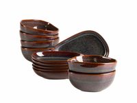 Serie Cordelia, Snacking-Set 12-tlg., Keramik, Rot / Braun