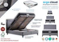 Boxspringbett "A-CLOUD" mit Stauraum – Polsterbett mit Bettkasten & Pocket-Federkern Matratze - Grau
