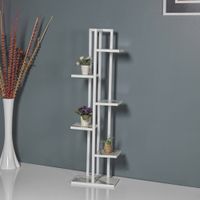 Pflanzregal Tohmajärvi Metall 120x34x21cm Weiß / Marmoroptik Weiß