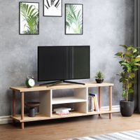 Fernsehtisch Ærøskøbing mit 2 Ablagefächern 43 x 120 x 29 cm Holzoptik/Weiß