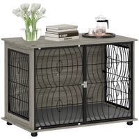 Hundekäfig für Zuhause, Hundehütte, Indoor Haustierkäfig mit Kissen Grau