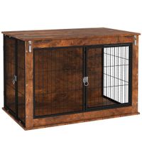 Hundekäfig Möbel, Hundebox mit 2 verschließbaren Türen Beistelltisch für Zuhause