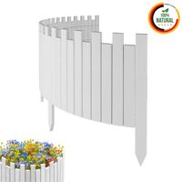 Beeteinfassung 200 x 40 cm Weiß Holz Rollzaun Holzzaun Rasenkante Palisade Beetumrandung