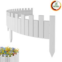 Beeteinfassung 200 x 20 cm Weiß Holz Rollzaun Holzzaun Rasenkante Palisade Beetumrandung