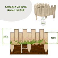 Beeteinfassung 200 x 20 cm UnbehandeltHolz Rollzaun Holzzaun Rasenkante Palisade Beetumrandung