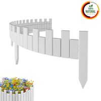 Beeteinfassung 200 x 15 cm Weiß Holz Rollzaun Holzzaun Rasenkante Palisade Beetumrandung