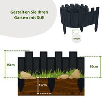 Beeteinfassung 200 x 15 cm Anthracit Holz Rollzaun Holzzaun Rasenkante Palisade Beetumrandung