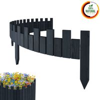 Beeteinfassung 200 x 15 cm Anthracit Holz Rollzaun Holzzaun Rasenkante Palisade Beetumrandung