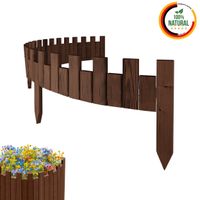 Beeteinfassung 200 x 15 cm Braun Holz Rollzaun Holzzaun Rasenkante Palisade Beetumrandung