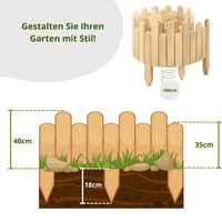 Beeteinfassung Rasenkante 100 cm lang Flexibler Gartenzaun Rollzaun Steckzaun Höhe 40 cm Natur