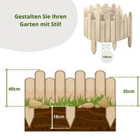 Beeteinfassung Rasenkante 100 cm lang Flexibler Gartenzaun Rollzaun Steckzaun Höhe 40cm Unbehandelt