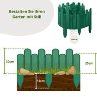 Beeteinfassung Rasenkante 100 cm lang Flexibler Gartenzaun Rollzaun Steckzaun Höhe 30 cm Grün