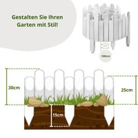 Beeteinfassung Rasenkante 100 cm lang Flexibler Gartenzaun Rollzaun Steckzaun Höhe 30 cm Weiß