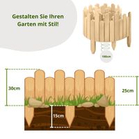 Beeteinfassung Rasenkante 100 cm lang Flexibler Gartenzaun Rollzaun Steckzaun Höhe 30 cm Natur