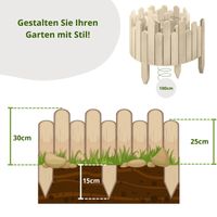 Beeteinfassung Rasenkante 100 cm lang Flexibler Gartenzaun Rollzaun Steckzaun Höhe 30cm Unbehandelt