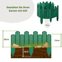 Beeteinfassung Rasenkante 100 cm lang Flexibler Gartenzaun Rollzaun Steckzaun Höhe 20cm Grün