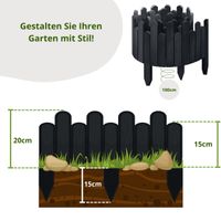 Beeteinfassung Rasenkante 100 cm lang Flexibler Gartenzaun Rollzaun Steckzaun Höhe 20cm Anthracit