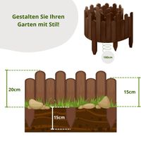 Beeteinfassung Rasenkante 100 cm lang Flexibler Gartenzaun Rollzaun Steckzaun Höhe 20cm Braun