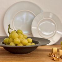 Serie Unico, Pastateller Set für 4 Personen, Steinzeug, Anthrazit