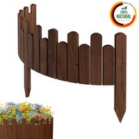 Beeteinfassung Rasenkante 100 cm lang Flexibler Gartenzaun Rollzaun Steckzaun Höhe 15 cm Braun