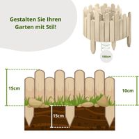 Beeteinfassung Rasenkante 100 cm lang Flexibler Gartenzaun Rollzaun Steckzaun Höhe 15cm Unbehandelt