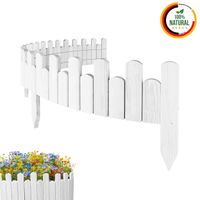 Beeteinfassung Rasenkante 200cm Flexibler Gartenzaun Rollzaun Palisade Höhe 15 cm, Weiß