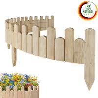 Beeteinfassung Rasenkante 200cm Flexibler Gartenzaun Rollzaun Palisade Höhe 15 cm, Unbehandelt