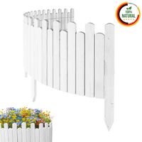 Beeteinfassung Rasenkante 200cm Flexibler Gartenzaun Rollzaun Palisade Höhe 40 cm, Weiß